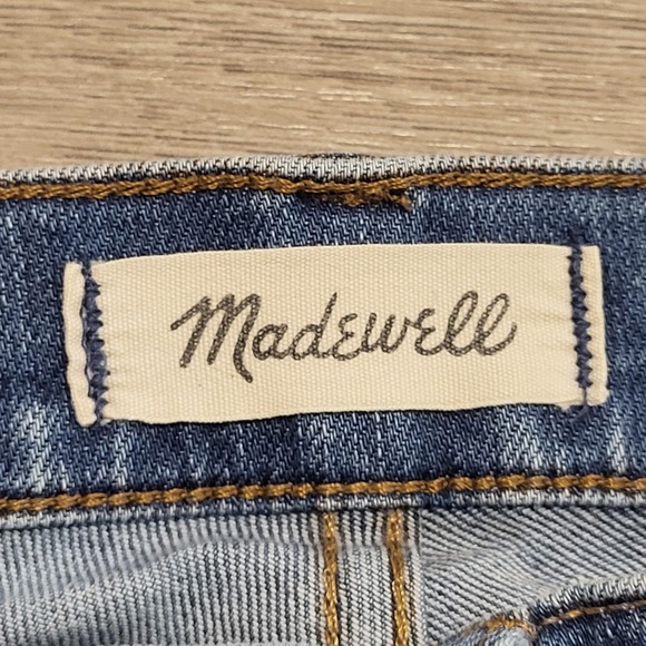 Madewell 9" High Rise Skinny Jeans Distressed Frayed Hem Blue Wash Size 27 - Picture 5 of 9